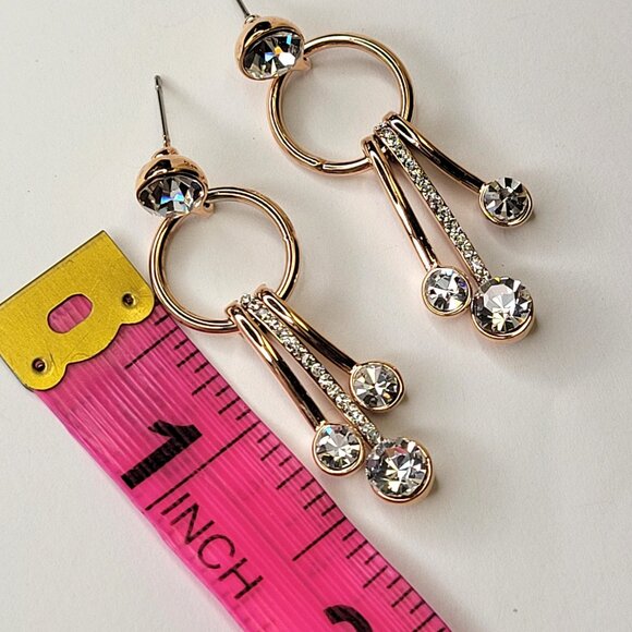 Gold Crystal Dangle Earrings - Picture 6 of 8
